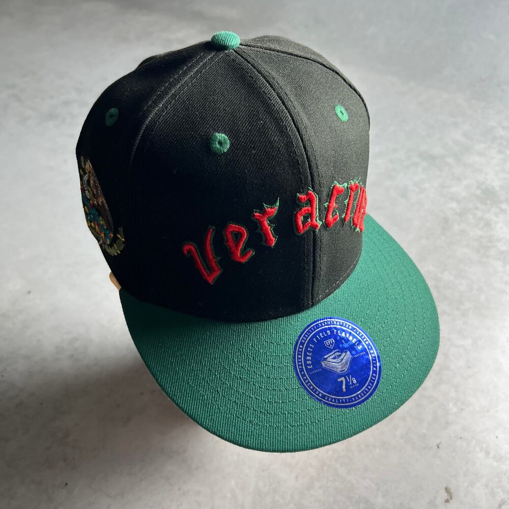 Veracruz Mexico NLB Black Ebbets Field Flannels Baseball Fitted Hat 7 1/8 NWT